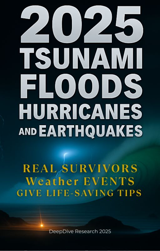 E-BOOK on SURVIVAL-+2025 Tsunami Floods Hurricanes & Earthquakes- REAL SURVIVORS of Weather Events Give Life-Saving Advice